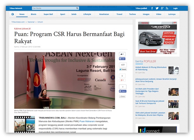 tribunnews - puan - csr should benefit the people